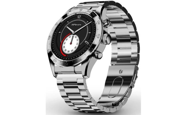 HiFuture Go Pro 2 Smart Watch, Stainless Steel, 1.32"-inch AMOLED Display, Powered by Dual Core Processor & Syntra AI, IP68 Waterproof, 24/7 True heart rate & Blood Oxygen Sensor (the Sixth Generation), up to 10 days daily use - Silver